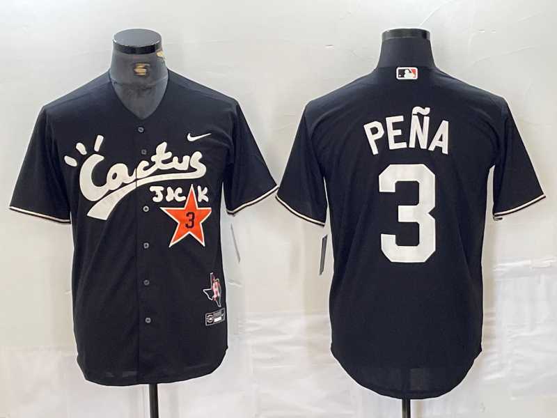 Mens Houston Astros #3 Jeremy Pena Black Cactus Jack Vapor Premier Stitched Baseball Jersey->houston astros->MLB Jersey